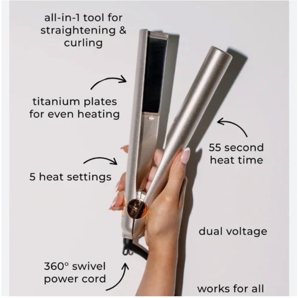 TYME Iron Pro 2-in-1 Hair Curler & Straightener Rose Gold - Picture 9 of 9